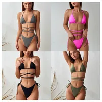 Women's Solid Color 2 Pieces Set Bikinis Swimwear main image 1