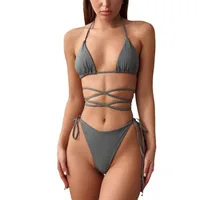Women's Solid Color 2 Pieces Set Bikinis Swimwear main image 5