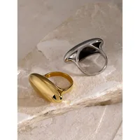 Wholesale Jewelry Simple Style Classic Style Oval 316 Stainless Steel  18K Gold Plated Plating Rings main image 5