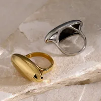 Wholesale Jewelry Simple Style Classic Style Oval 316 Stainless Steel  18K Gold Plated Plating Rings main image 1