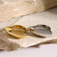 Wholesale Jewelry Simple Style Classic Style Oval 316 Stainless Steel  18K Gold Plated Plating Rings main image 3