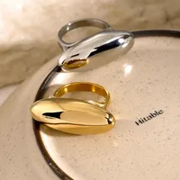 Wholesale Jewelry Simple Style Classic Style Oval 316 Stainless Steel  18K Gold Plated Plating Rings main image 2