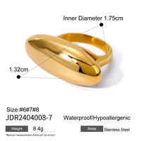 Wholesale Jewelry Simple Style Classic Style Oval 316 Stainless Steel  18K Gold Plated Plating Rings sku image 1