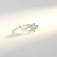 925 Sterling Silver Zircon Flower Open Rings main image 2