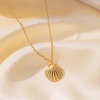 Wholesale Jewelry Casual Simple Style Shell 304 Stainless Steel 18K Gold Plated Scallop Polishing Plating Pendant Necklace main image 4