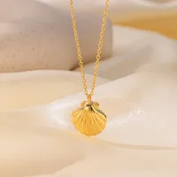 Wholesale Jewelry Casual Simple Style Shell 304 Stainless Steel 18K Gold Plated Scallop Polishing Plating Pendant Necklace main image 1