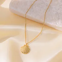 Wholesale Jewelry Casual Simple Style Shell 304 Stainless Steel 18K Gold Plated Scallop Polishing Plating Pendant Necklace main image 5