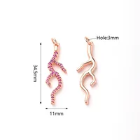 1 Pc/Package 34.5x11mm Hole 3~3.9mm Copper Zircon Rose Gold Plated White Gold Plated Gold Plated Coral Polished Pendant main image 2