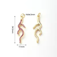 1 Pc/Package 34.5x11mm Hole 3~3.9mm Copper Zircon Rose Gold Plated White Gold Plated Gold Plated Coral Polished Pendant main image 4
