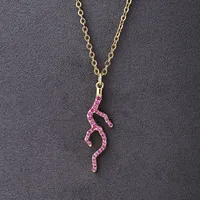 1 Pc/Package 34.5x11mm Hole 3~3.9mm Copper Zircon Rose Gold Plated White Gold Plated Gold Plated Coral Polished Pendant main image 5