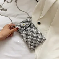 Internet Celebrity Style Casual Street Diamond Shiny Chain Shoulder Messenger Bag Trendy Fashion Shiny Personalized Phone Bag main image 3