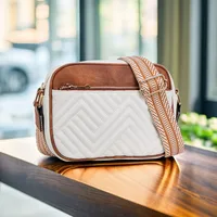 In Stock  Hot Sale Quilted Embroidered Plaid Color Matching Retro Shoulder Bag Zipper Shoulder Strap Messenger Bag Wallet Small Square Bag main image 7