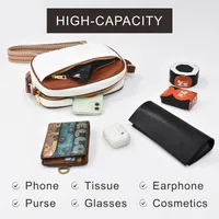 In Stock  Hot Sale Quilted Embroidered Plaid Color Matching Retro Shoulder Bag Zipper Shoulder Strap Messenger Bag Wallet Small Square Bag main image 1