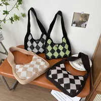 Women's Medium Polyester Checkered Elegant Dumpling Shape Zipper Shoulder Bag main image 3