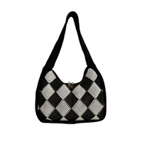 Women's Medium Polyester Checkered Elegant Dumpling Shape Zipper Shoulder Bag main image 5
