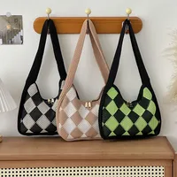 Women's Medium Polyester Checkered Elegant Dumpling Shape Zipper Shoulder Bag main image 1