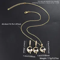 304 Stainless Steel Copper 18K Gold Plated Casual Elegant Shiny Plating Inlay Flower Artificial Pearls Zircon Earrings Necklace Jewelry Set main image 10