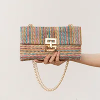 Women's Small Straw Solid Color Elegant Streetwear Square Lock Clasp Straw Bag main image 4