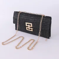 Women's Small Straw Solid Color Elegant Streetwear Square Lock Clasp Straw Bag sku image 3