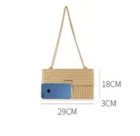 Women's Small Straw Solid Color Elegant Streetwear Square Lock Clasp Straw Bag main image 6