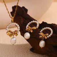 Wholesale Jewelry Lady Bow Knot 304 Stainless Steel Plating Bowknot Earrings Necklace main image 1