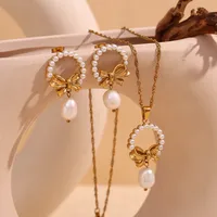 Wholesale Jewelry Lady Bow Knot 304 Stainless Steel Plating Bowknot Earrings Necklace main image 4