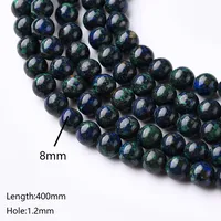 1 Piece 10mm 6mm 8mm Hole Under 1mm Hole 1~1.9mm Natural Stone Azurite Marble Polished Beads main image 5
