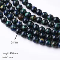1 Piece 10mm 6mm 8mm Hole Under 1mm Hole 1~1.9mm Natural Stone Azurite Marble Polished Beads main image 4