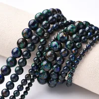 1 Piece 10mm 6mm 8mm Hole Under 1mm Hole 1~1.9mm Natural Stone Azurite Marble Polished Beads main image 1
