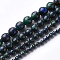 1 Piece 10mm 6mm 8mm Hole Under 1mm Hole 1~1.9mm Natural Stone Azurite Marble Polished Beads main image 2