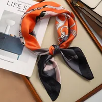 70 Silk Scarf Square Scarf High-end New Style Fashion All-match Professional Silk Small Scarf Retro Printed Silk Scarf For Women sku image 69