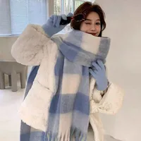 Brown Striped Scarf Women's Autumn And Winter Korean-style Trendy   Winter Warm Imitation Cashmere Windproof Scarf For Students sku image 8