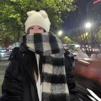 Brown Striped Scarf Women's Autumn And Winter Korean-style Trendy   Winter Warm Imitation Cashmere Windproof Scarf For Students sku image 39