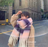 Brown Striped Scarf Women's Autumn And Winter Korean-style Trendy   Winter Warm Imitation Cashmere Windproof Scarf For Students sku image 20