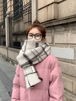 Brown Striped Scarf Women's Autumn And Winter Korean-style Trendy   Winter Warm Imitation Cashmere Windproof Scarf For Students sku image 41