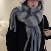 Brown Striped Scarf Women's Autumn And Winter Korean-style Trendy   Winter Warm Imitation Cashmere Windproof Scarf For Students sku image 9