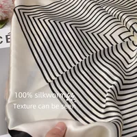 Silk Scarf Women's Spring Fashion Striped  Silk Scarf  70 Square Scarf Advanced Sunscreen Scarf Wholesale main image 3