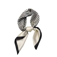 Silk Scarf Women's Spring Fashion Striped  Silk Scarf  70 Square Scarf Advanced Sunscreen Scarf Wholesale main image 1