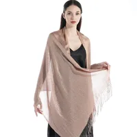 Exclusive For New   Women's Shawl Autumn And Summer Women Tassel Silver Silk Ball Dinner Party Scarf main image 5