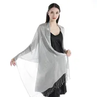 Exclusive For New   Women's Shawl Autumn And Summer Women Tassel Silver Silk Ball Dinner Party Scarf main image 4