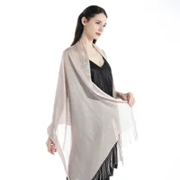 Exclusive For New   Women's Shawl Autumn And Summer Women Tassel Silver Silk Ball Dinner Party Scarf main image 2