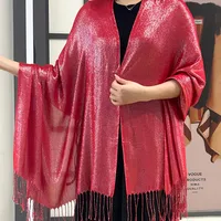Exclusive For New   Women's Shawl Autumn And Summer Women Tassel Silver Silk Ball Dinner Party Scarf sku image 1