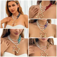 Retro Ethnic Style Star Artificial Pearl Alloy Turquoise Beaded Women's Three Layer Necklace main image 1