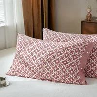 Cotton Gauze Pillowcase One-piece All-inclusive Side Snap Button Fixed Non-slip Pillowcase Cotton Pillow Cover One-piece sku image 4