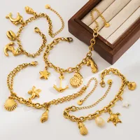 Casual Beach Starfish Dolphin Hippocampus 304 Stainless Steel Bracelets In Bulk main image 2