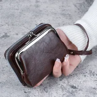 Women's Solid Color Pu Leather Zipper Card Holders sku image 1