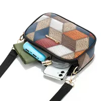Women's Small Pu Leather Color Block Vintage Style Square Zipper Crossbody Bag main image 2