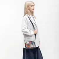Women's Small Pu Leather Color Block Vintage Style Square Zipper Crossbody Bag main image 4