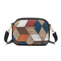 Women's Small Pu Leather Color Block Vintage Style Square Zipper Crossbody Bag main image 5