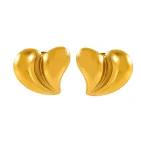 1 Piece Simple Style Classic Style Round Heart Shape Plating 304 Stainless Steel 18K Gold Plated Ear Studs main image 1